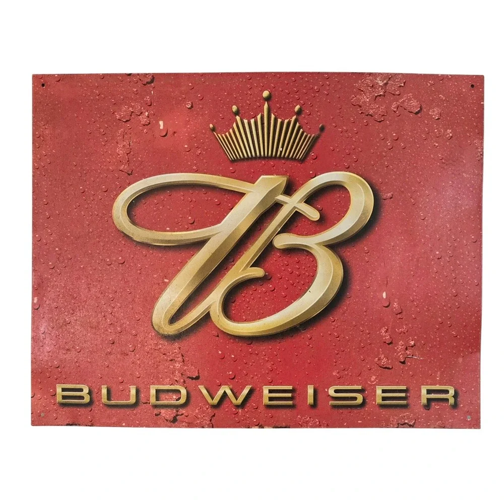 Budweiser Beer Metal Sign‎ Wall Decor 2002 Anheuser Busch Vintage Man Cave Bar